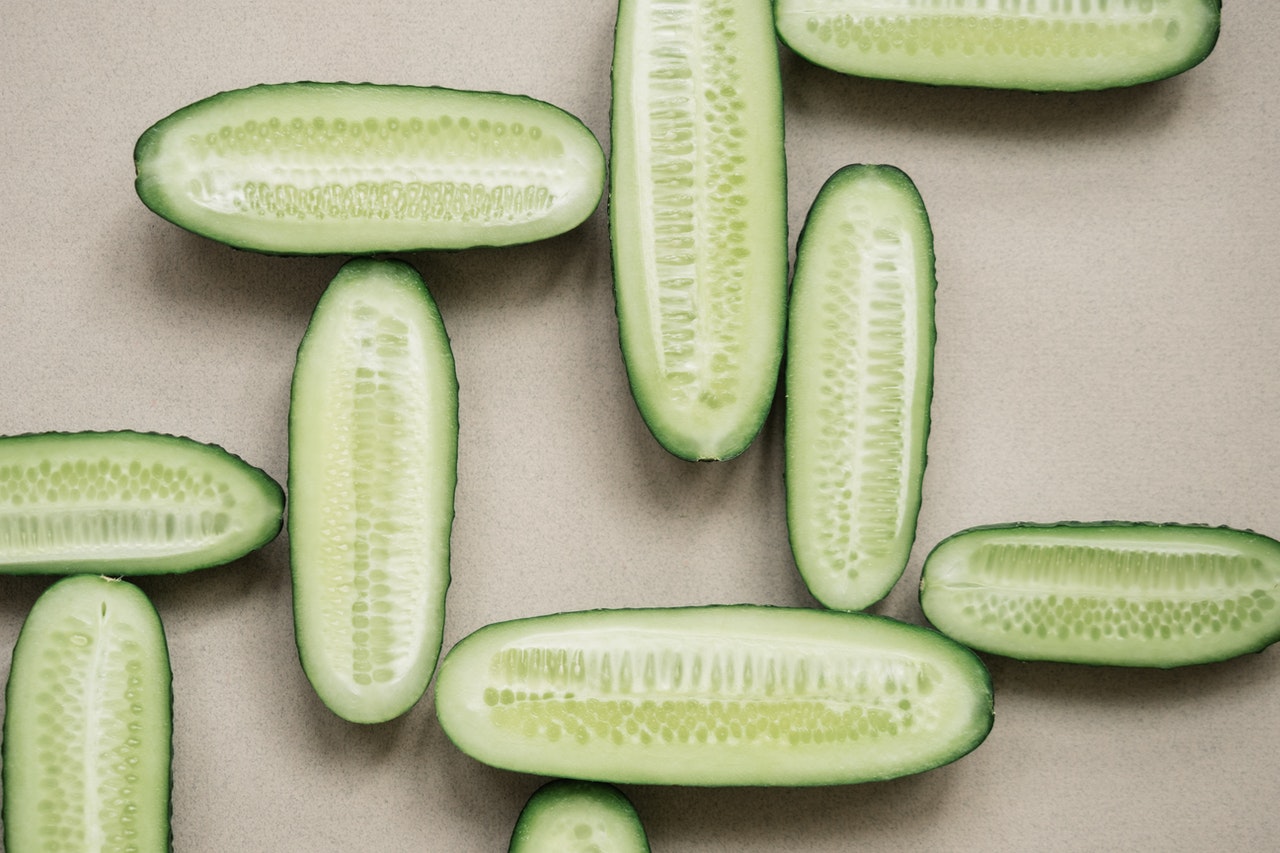 Harvested cucumbers which are ready to eat